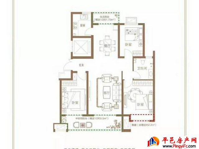 怡嘉苑 3室2厅 136平米 简单装修 1000元/月