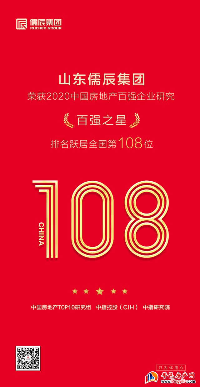 2020中国房地产100-200强发布：山东儒辰集团位列第108位