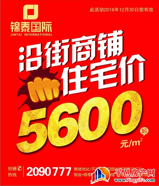 锦泰国际：沿街旺铺 住宅价5600元/平起