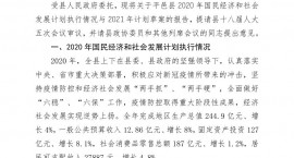 关于平邑县2020年国民经济和社会发展计划执行情况与2021年计划草案的报告
